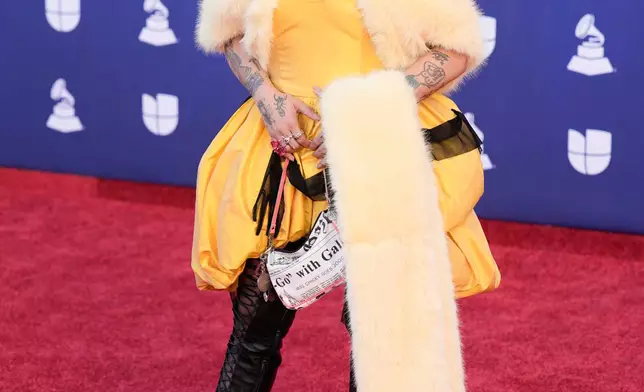 Mon Laferte arrives at the 2025 Latin Grammys on Thursday, Nov. 13, 2025, at MGM Grand in Las Vegas. (AP Photo/John Locher)