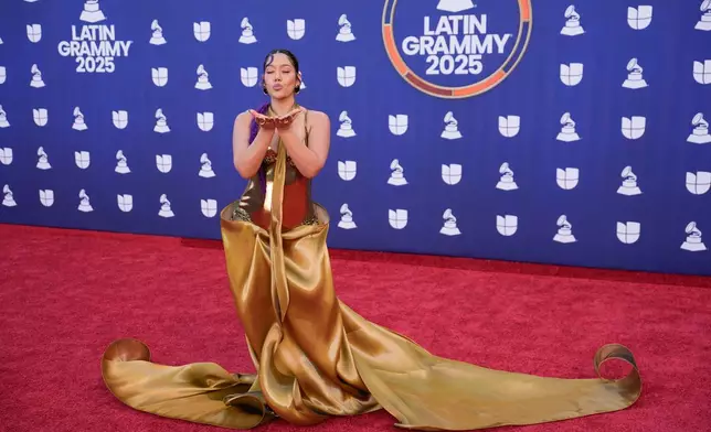 Fariana arrives at the 2025 Latin Grammys on Thursday, Nov. 13, 2025, at MGM Grand in Las Vegas. (AP Photo/John Locher)