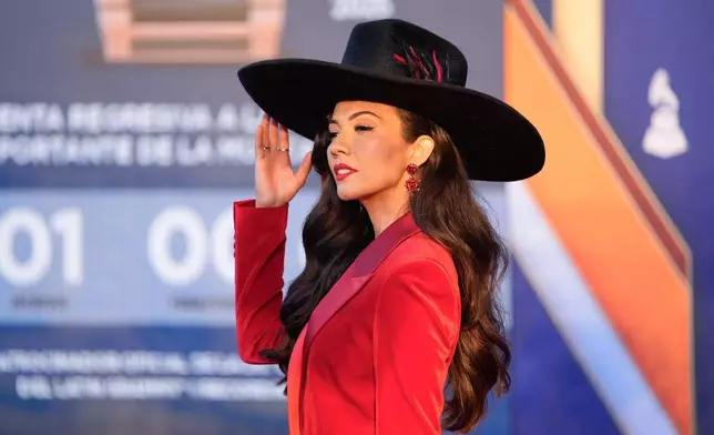 Lupita Infante arrives at the 2025 Latin Grammys on Thursday, Nov. 13, 2025, at MGM Grand in Las Vegas. (AP Photo/John Locher)