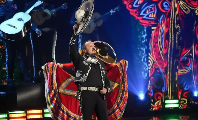 Pepe Aguilar performs "El Chihualteco" and "El Fuereno" during the 2025 Latin Grammys on Thursday, Nov. 13, 2025, at MGM Grand in Las Vegas. (AP Photo/Chris Pizzello)