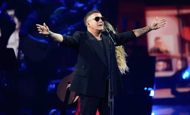 Alejandro Sanz performs during the 2025 Latin Grammys on Thursday, Nov. 13, 2025, at MGM Grand in Las Vegas. (AP Photo/Chris Pizzello)