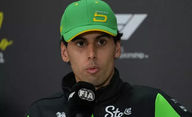 Kick Sauber driver Gabriel Bortoleto, of Brazil, speaks during a press conference ahead of the Brazilian Formula One Grand Prix at the Interlagos race track in Sao Paulo, Thursday, Nov. 6, 2025. (AP Photo/Andre Penner)