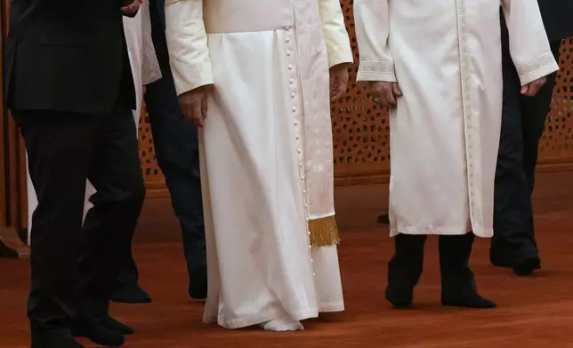 RESENDING TO PROVIDE AN ALTERNATIVE CROP OF XDS103 - Pope Leo XIV, center, visits the Sultan Ahmed Mosque in Istanbul, Turkey, Saturday, Nov. 29, 2025. (AP Photo/Domenico Stinellis)