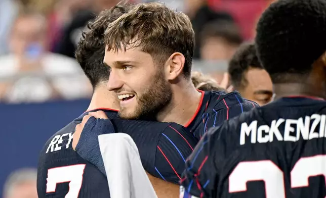 United States' Tanner Tessman celebrates his goal during the second half of an international friendly soccer game against Uruguay, Tuesday, Nov. 18, 2025, in Tampa, Fla. (AP Photo/Jason Behnken)