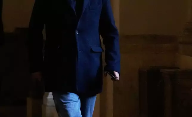 Film Director Emir Kusturica leaves at the end of an audience of Pope Leo XIV with actors and directors from the cinema at the Vatican, Saturday, Nov. 15, 2025. (AP Photo/Gregorio Borgia)