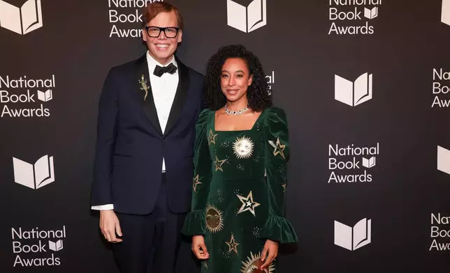 Actor Jeff Hiller, left, and singer-songwriter Corinne Bailey Rae attend the 76th National Book Awards ceremony at Cipriani Wall Street on Wednesday, Nov. 19, 2025, in New York. (Photo by Andy Kropa/Invision/AP)