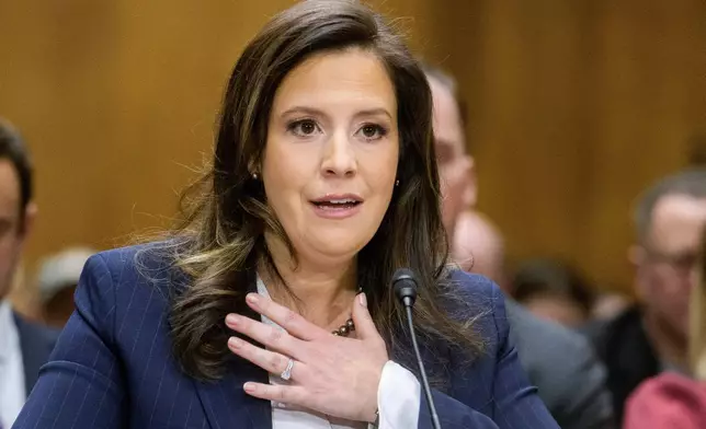 FILE - Rep. Elise Stefanik, R-N.Y., speaks on Capitol Hill, Jan. 21, 2025, in Washington. (AP Photo/Rod Lamkey, Jr., File)