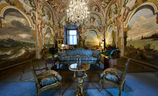A view of the prince's apartments at Palazzo Colonna, or the Colonna Palace, in Rome during a media tour, Friday, Nov. 7, 2025. (AP Photo/Domenico Stinellis)