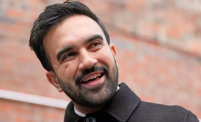 FILE - New York City Mayor-elect Zohran Mamdani talks to reporters at a news conference in New York, Nov. 17, 2025. (AP Photo/Seth Wenig, File)