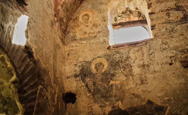 Byzantine-era frescos are seen at Hagia Sophia mosque, in Iznik, also known by its ancient name Nicaea, northwestern Turkey, Thursday, Nov. 13, 2025, ahead of the visit of Pope Leo XIV to the city to mark the 1,700th anniversary of the First Council of Nicaea. (AP Photo/Francisco Seco)
