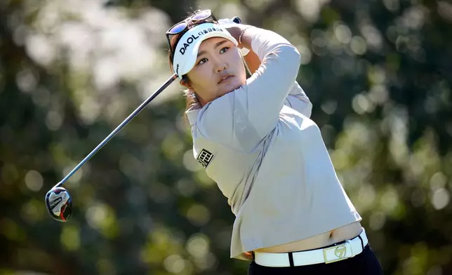 Haeran Ryu, of South Korea, tees off on the fifth hole during the first round of The Annika LPGA golf tournament, Thursday, Nov. 13, 2025, in Belleair, Fla. (AP Photo/Chris O'Meara)