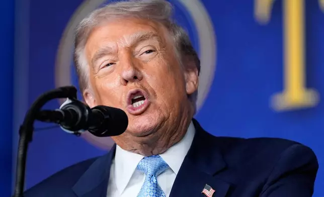 President Donald Trump speaks at the McDonald's Impact Summit, Monday, Nov. 17, 2025, in Washington. (AP Photo/Alex Brandon)