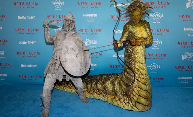 Tom Kaulitz, left, and Heidi Klum attend Heidi Klum's 24th annual Halloween party at Hard Rock Hotel New York on Friday, Oct. 31, 2025, in New York. (Photo by CJ Rivera/Invision/AP)