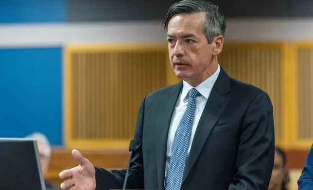 FILE - Kenneth Chesebro speaks to Fulton County Superior Court Judge Scott McAfee during a hearing where Chesebro accepted a plea deal from the Fulton County district attorney at the Fulton County Courthouse, Oct. 20, 2023, in Atlanta. (Alyssa Pointer/Pool Photo via AP, File)