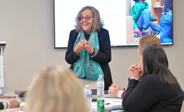 Dr. Joan Lombardi, Principal Advisor and Adjunct Professor at the Center on Early Childhood in the Graduate School of Education at Stanford University, presents at the Educare Network’s Executive Leader Convening this fall in Washington, D.C. Educare is a national network of 25 early childhood schools across 15 states, the District of Columbia, and the Winnebago Reservation in Nebraska, connecting research, practice, and policy to strengthen the systems that shape outcomes for young children and families.