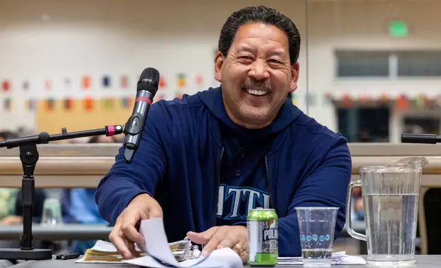 Seattle mayor Bruce Harrell smiles during a climate forum Thursday, Oct. 16, 2025, in Seattle. (AP Photo/Maddy Grassy)