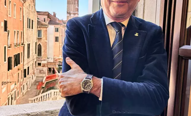 Venice's La Fenice Opera House Superintendent Nicola Colabianchi poses in his office in Venice, Italy, during an interview with The Associated Press, Monday, Nov. 10, 2025. (AP Photo/Colleen Barry)