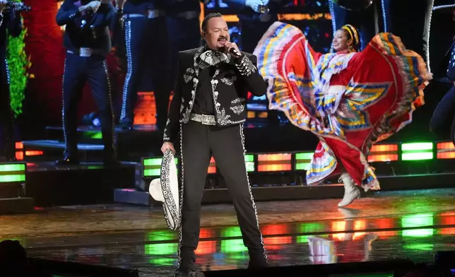 Pepe Aguilar performs "El Chihualteco" and "El Fuereno" during the 2025 Latin Grammys on Thursday, Nov. 13, 2025, at MGM Grand in Las Vegas. (AP Photo/Chris Pizzello)
