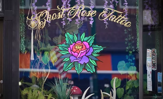 The Ghost Rose tattoo parlor is seen, Monday, Nov. 3, 2025, in Ellsworth, Maine. (AP Photo/Robert F. Bukaty)