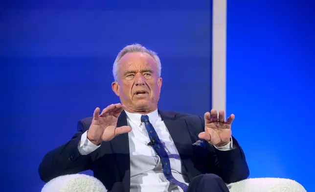 Health and Human Services Secretary Robert F. Kennedy, Jr., speaks at the inaugural Make America Healthy Again Summit at the Waldorf Astoria Hotel, Wednesday, Nov. 12, 2025, in Washington. (AP Photo/Rod Lamkey, Jr.)