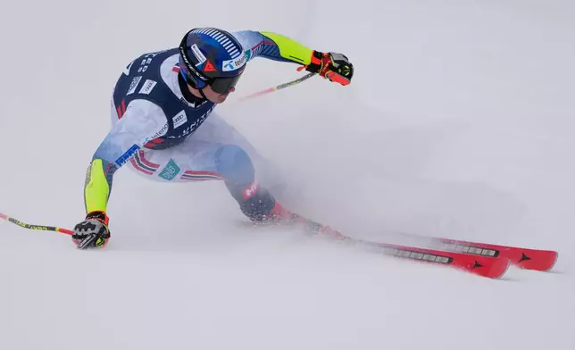 Norway's Adrian Smiseth Sejersted competes during a World Cup men's super-G skiing race, Thursday, Nov. 27, 2025, in Copper Mountain. (AP Photo/John Locher)