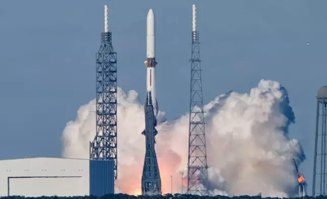 A Blue Origin New Glenn rocket lifts off from Launch Complex 36 at the Cape Canaveral Space Force Station in Cape Canaveral, Fla., Thursday, Nov. 13, 2025. (AP Photo/John Raoux)