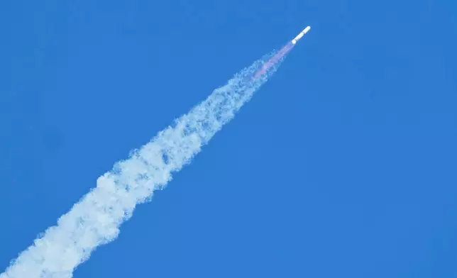 A Blue Origin New Glenn rocket lifts off from Launch Complex 36 at the Cape Canaveral Space Force Station in Cape Canaveral, Fla., Thursday, Nov. 13, 2025. (AP Photo/John Raoux)
