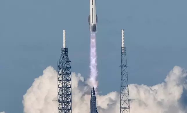 A Blue Origin New Glenn rocket lifts off from Launch Complex 36 at the Cape Canaveral Space Force Station in Cape Canaveral, Fla., Thursday, Nov. 13, 2025. (AP Photo/John Raoux)
