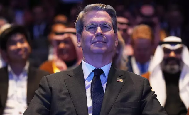 Treasury Secretary Scott Bessent listens during the Saudi Investment Forum at the Kennedy Center, Wednesday, Nov. 19, 2025, in Washington. (AP Photo/Evan Vucci)