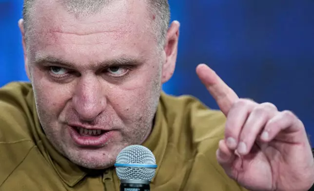 FILE - Maj. Gen. Vasyl Maliuk Chief of Ukraine's Security Service attends the forum Ukraine 2024, in Kyiv, Ukraine on Feb. 25, 2024. (AP Photo/Evgeniy Maloletka)