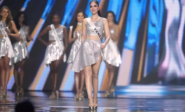 Miss Venezuela Stephany Abasali competes during the final round of the 74th Miss Universe Beauty Pageant in Nonthaburi province, Thailand, Friday, Nov. 21, 2025. (AP Photo/Sakchai Lalit)