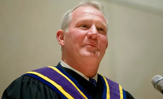 FILE - Pennsylvania Supreme Court Justice Kevin Dougherty speaks at his swearing in ceremony at the National Constitution Center in Philadelphia, Jan. 5, 2016. (AP Photo/Matt Rourke, File)