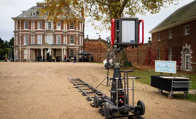 This image shows the filming location for the Agatha Christie series "Tommy &amp; Tuppence" in Beaconsfield, England on Wednesday, Oct. 29, 2025. (Photo by Scott A Garfitt/Invision/AP)
