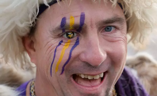 Brian Foss poses for a photo before an NFL football game between the Minnesota Vikings and Green Bay Packers Sunday, Nov. 23, 2025, in Green Bay, Wis. (AP Photo/Mike Roemer)