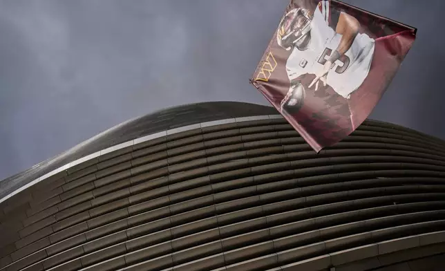 General view of the renovated Santiago Bernabeu stadium ahead of an NFL regular-season game between the Washington Commanders and the Miami Dolphins in Madrid, Spain, Tuesday, Nov. 11, 2025. (AP Photo/Bernat Armangue)