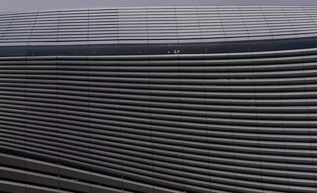 General view of the renovated Santiago Bernabeu stadium in Madrid, Spain, Tuesday, Nov. 11, 2025. (AP Photo/Bernat Armangue)