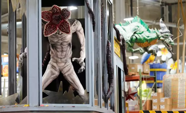 A new Thanksgiving Day float featuring a monster from the show "Stranger Things" is displayed during a press preview of the new floats at Macy's Parade Studio in Moonachie, N.J., Tuesday, Nov. 18, 2025. (AP Photo/Seth Wenig)