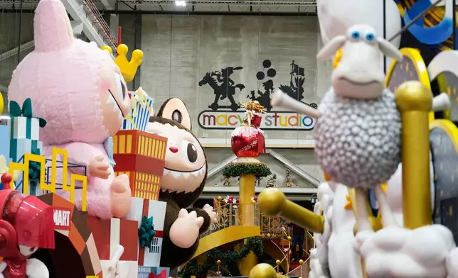 New Thanksgiving Day floats are displayed during a press preview of the new floats at Macy's Parade Studio in Moonachie, N.J., Tuesday, Nov. 18, 2025. (AP Photo/Seth Wenig)