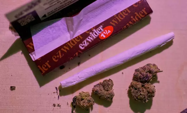 A joint is seen Friday, Nov. 14, 2025, in Brookline, Mass. (AP Photo/Robert F. Bukaty)