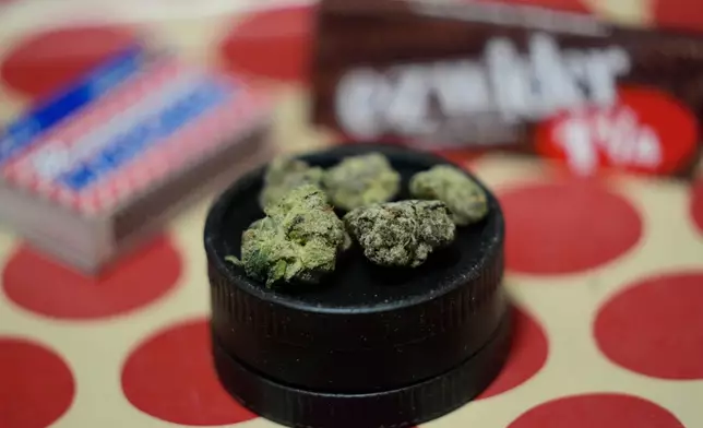 A gram of cannabis is seen Friday, Nov. 14, 2025, in Brookline, Mass. (AP Photo/Robert F. Bukaty)