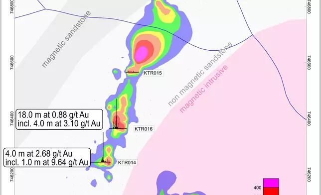 Figure 2: Kotobi 1 Target Soil Geochemistry and Trenching