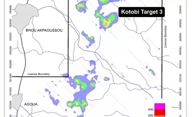 Figure 4: Kotobi 2 &amp; Kotobi 3 Targets Soil Geochemistry
