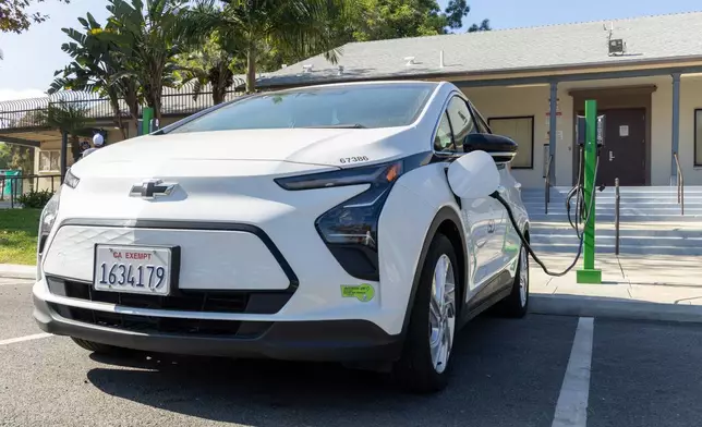 LA County ISD Fleet vehicle using new EV chargers at Carmelitos Community Center in Long Beach, CA