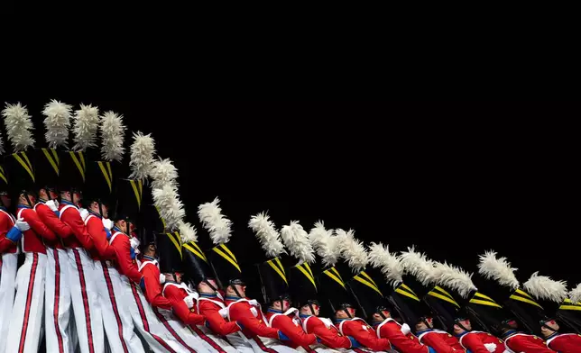 FILE - Radio City Rockettes perform the Parade of the Wooden Soldiers dance during the Christmas Spectacular at Radio City Music Hall in New York, Dec. 13, 2024. (AP Photo/Julia Demaree Nikhinson, File)