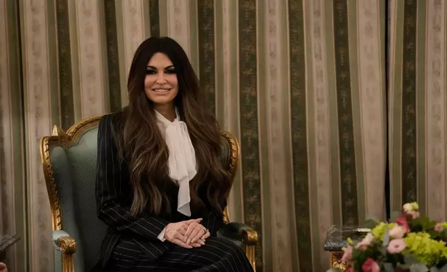 Kimberly Guilfoyle, the new U.S. Ambassador to Greece and first woman to hold the post, looks on during a ceremony to present her diplomatic credentials at the Presidential Palace in Athens, Greece, Tuesday, Nov. 4, 2025. (AP Photo/Petros Giannakouris)