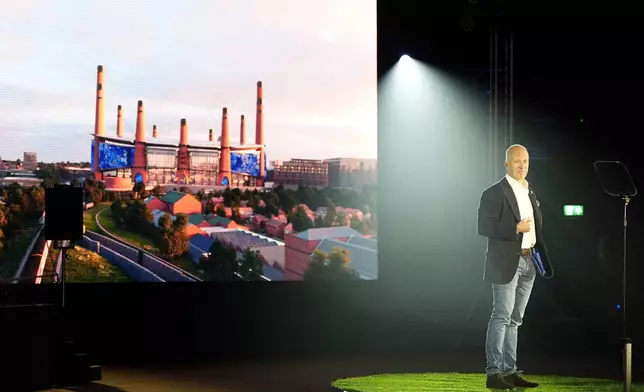 Birmingham City co-owner and chairman Tom Wagner during the unveiling of Birmingham City Football Club's new stadium plans in Birmingham, England, Thursday, Nov. 20, 2025. (Jacob King/PA via AP)