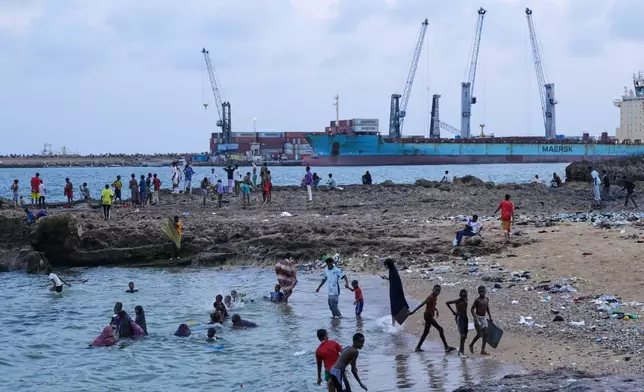 People enjoy the afternoon at the public beach in Mogadishu, Somalia, Thursday, Nov. 6, 2025. (AP Photo/Farah Abdi Warsameh)