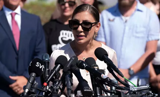 FILE - Marina Lacerda speaks during a news conference at the U.S. Capitol, Sept. 3, 2025, in Washington. (AP Photo/Jose Luis Magana, File)