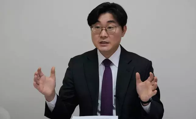 Lee Young-hyeon, head of the Korea Internet Studio, speaks during an interview with The Associated Press at his office in Seoul, South Korea, Tuesday, Nov. 18, 2025. (AP Photo/Ahn Young-joon)