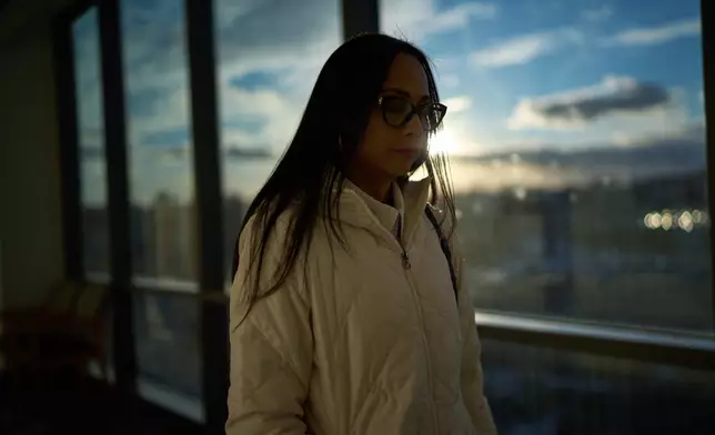 Ruth Wilson, who has lupus, leaves her monthly lupus-focused IV treatment at UMass Memorial Medical Center, Tuesday, Jan. 14, 2025, in Worcester, Mass. (AP Photo/David Goldman)